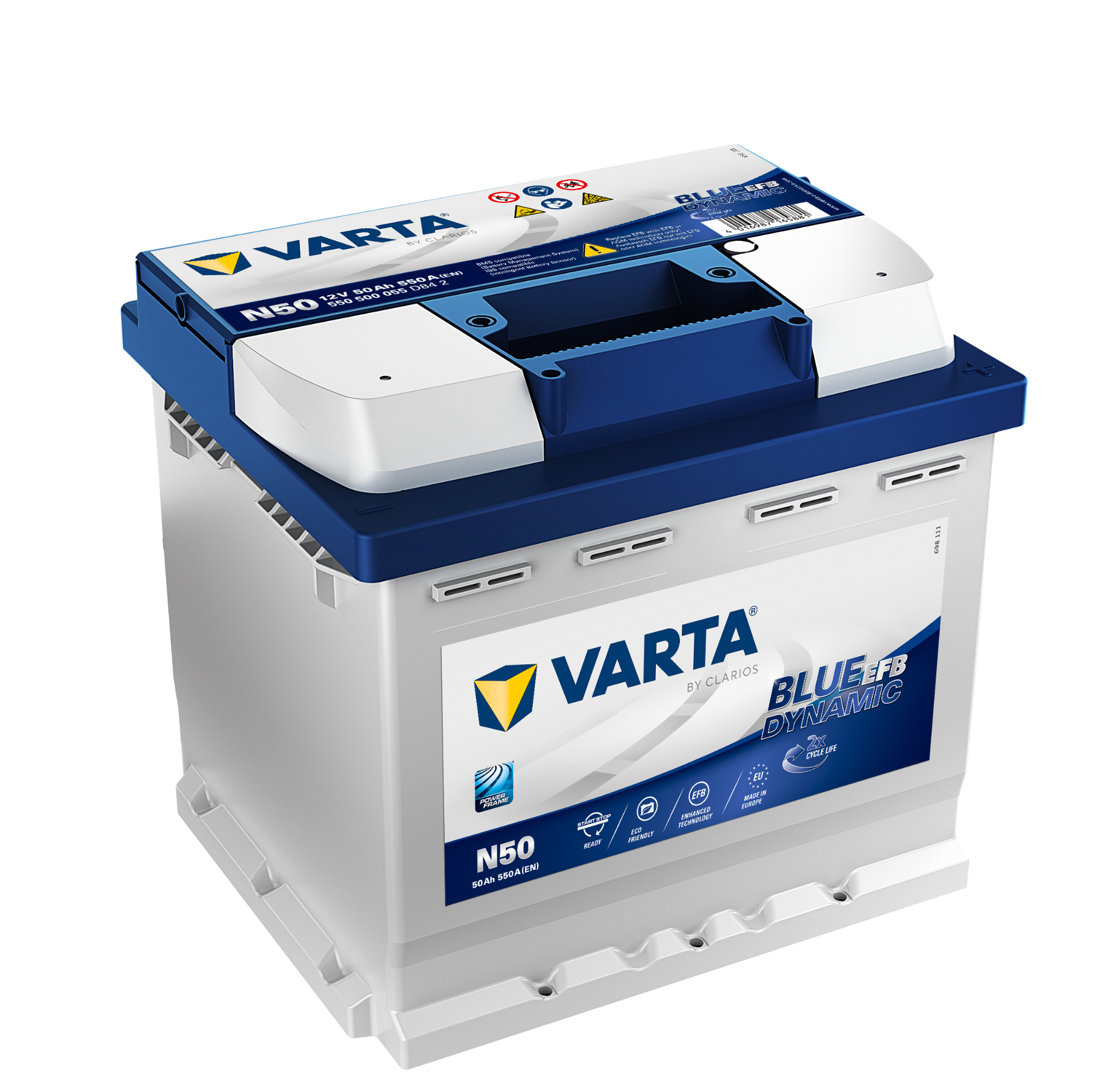 Baterie auto Varta Start Stop EFB Blue 50Ah 550A A9 207x175x190 mm