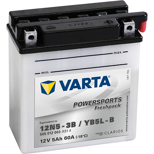 Baterie VARTA Motociclete  Moto cu acid 5 Ah dim: 121x161x131 mm, YB5L-B, 12N5-3B