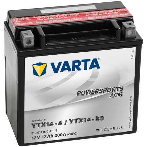 Baterie VARTA Motociclete Gel 12 Ah, dim: 152x88x147 mm, YTX14-BS, YTX14-4